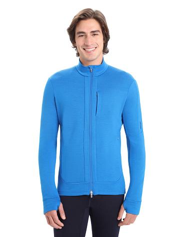 Lazurite Men's Icebreaker Merino Quantum III Long Sleeve Zip Hoodie | USA 1262WNBY